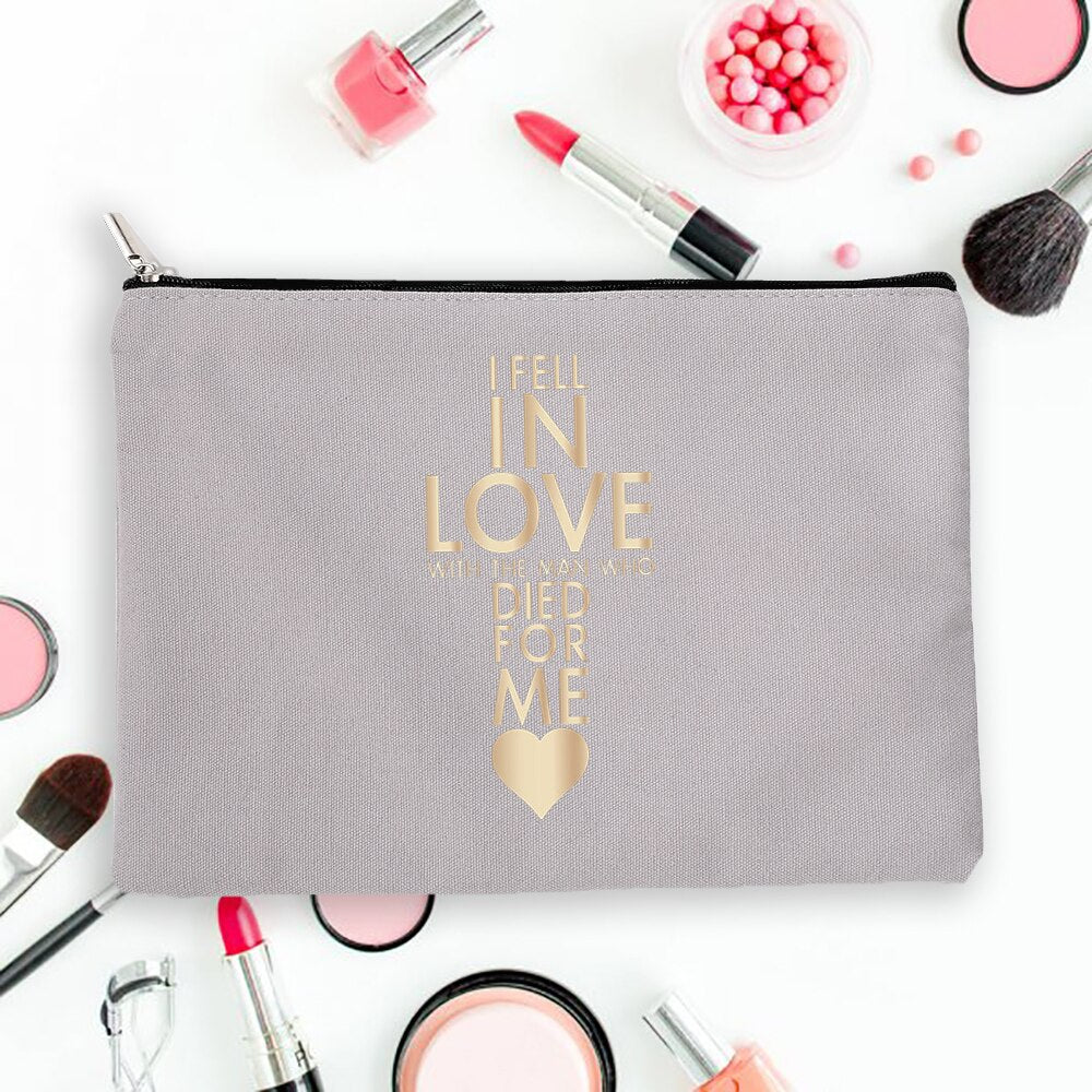 But First Jesus Women Canvas Cosmetic Cases Bags Makeup Pouch Purse Lipstick Storage Organizer Handbag Christian Holiday Gift