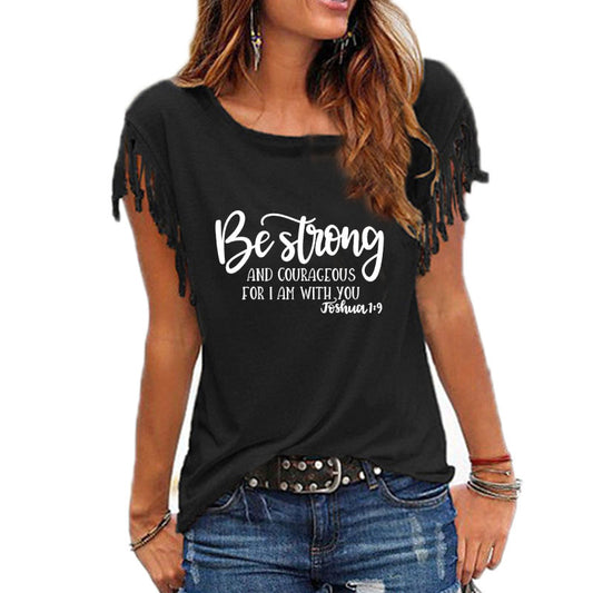 2121 New Be Strong and Courageous Christian T-Shirt Joshua 19 Clothing Religious Hipster Tee